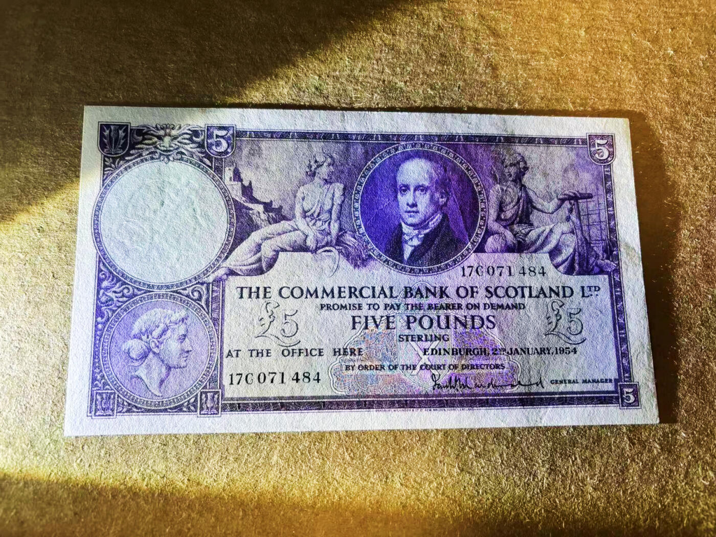 【Blue Auction】世界纸币精拍第752期——18级TOP拍卖/信誉/品质/专业/高效💫 苏格兰 商业银行 1954年5镑 背面大场景 VF-XF品相 
