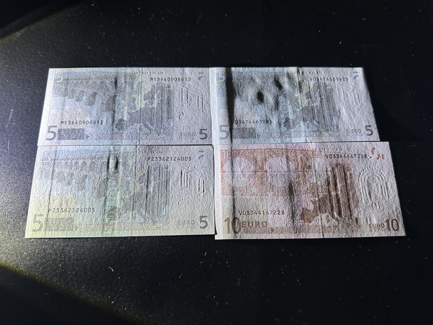 《外钞收藏家》第五百八十六期（品种丰富、精品多）（本平台长期征集拍品、欢迎藏友们联系合作） 一签5欧元3张3个国家+一签10欧元一起 全新UNC