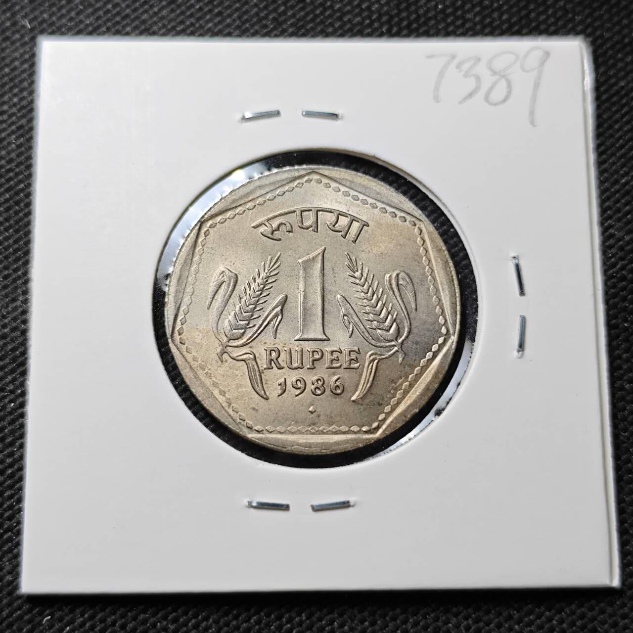 KK钱币收藏小铺  第373场  2月预留时间 周末发货  1986印度1卢比 好品 安全边