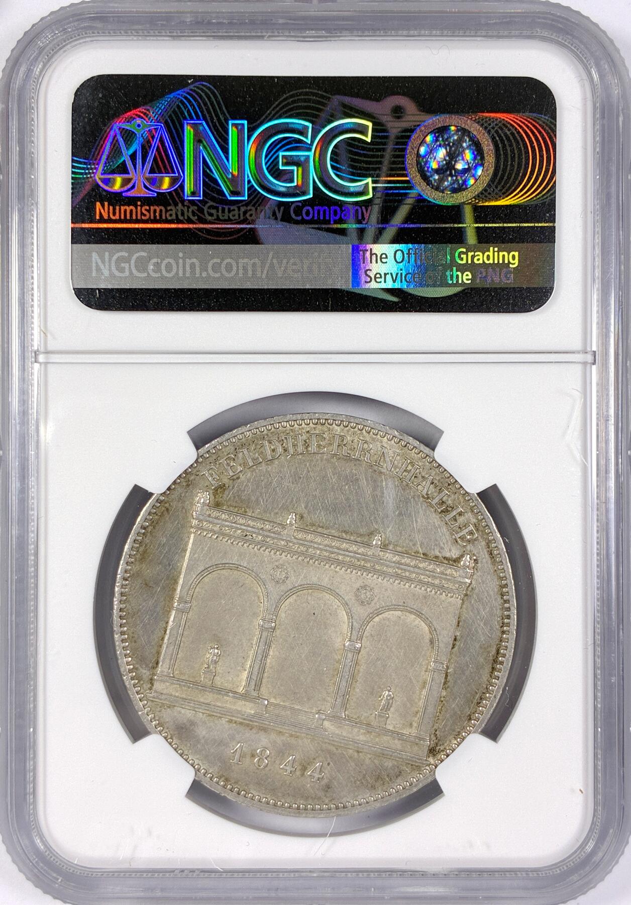 【雨安】【世界币章116期-评级币专场】2025-11-22 周六 19:30 保真【直播拍卖】 [评级德国] Germany 德国 德意志 2泰勒 Bavaria巴伐利亚 历史泰勒 Thun.083 KM#0817 1844年 慕尼黑英雄殿 1844年  NGC-UNC