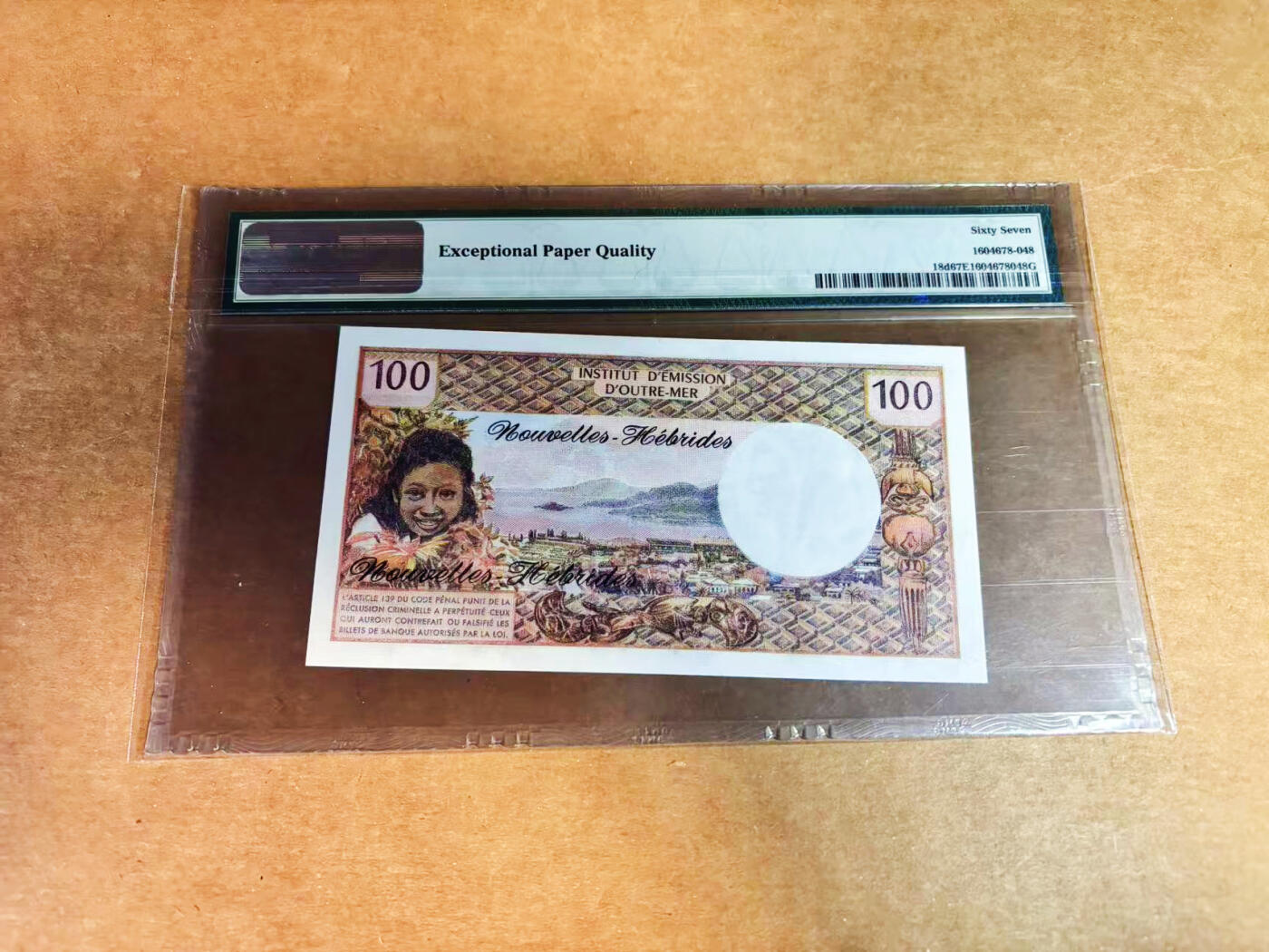 【Blue Auction】世界纸币精拍第752期——18级TOP拍卖/信誉/品质/专业/高效💫 【无47】新赫布里底 1977年100法郎 PMG67EPQ