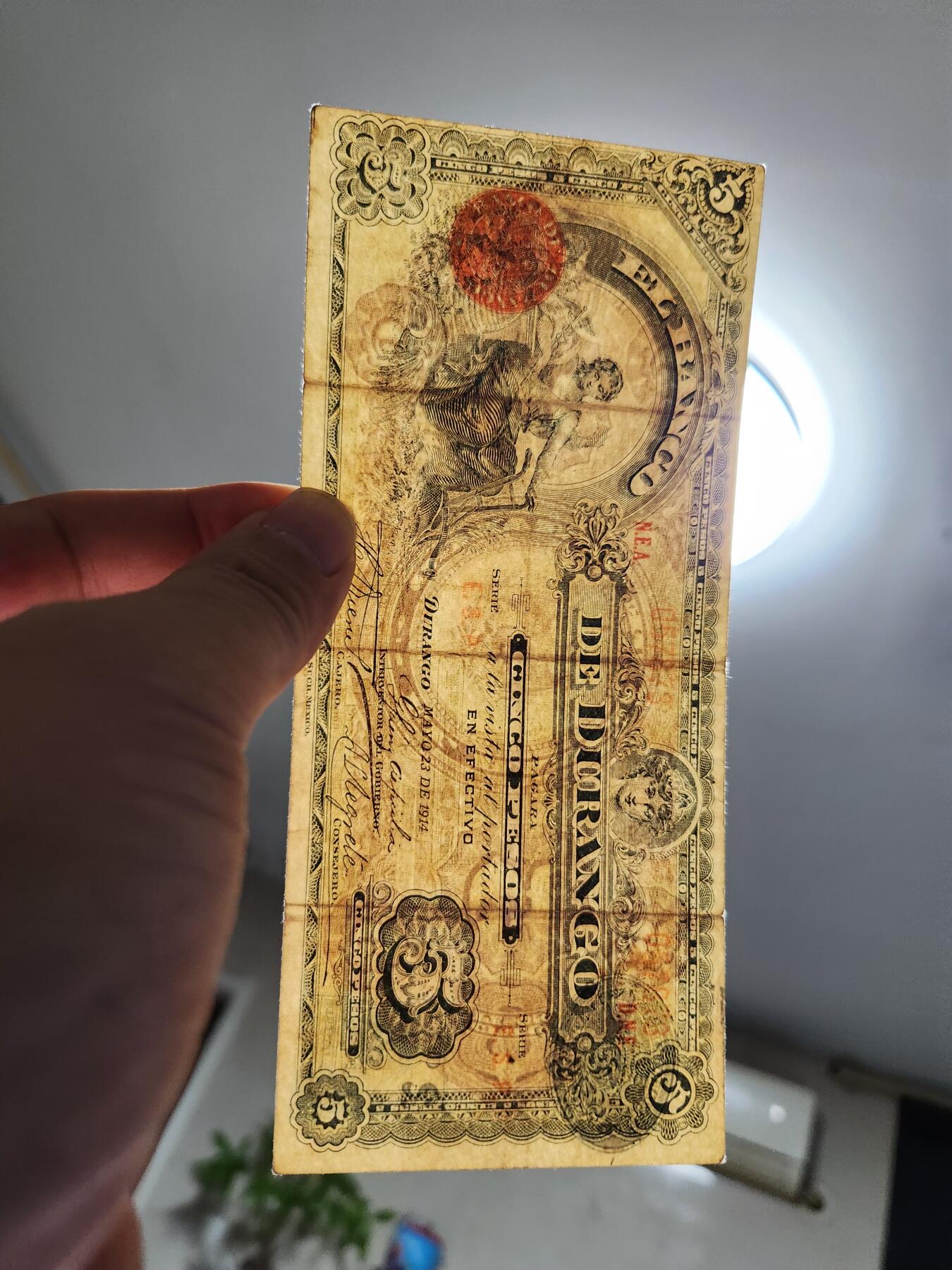 11月19号晚上8点 外国纸币自动截拍第61场 墨西哥1914年5 老古董