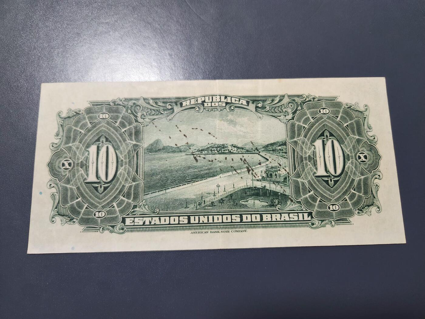 11月21号晚上8点 外国纸币自动截拍第61场 巴西老版 手签版1925年10克鲁塞罗 原票美品