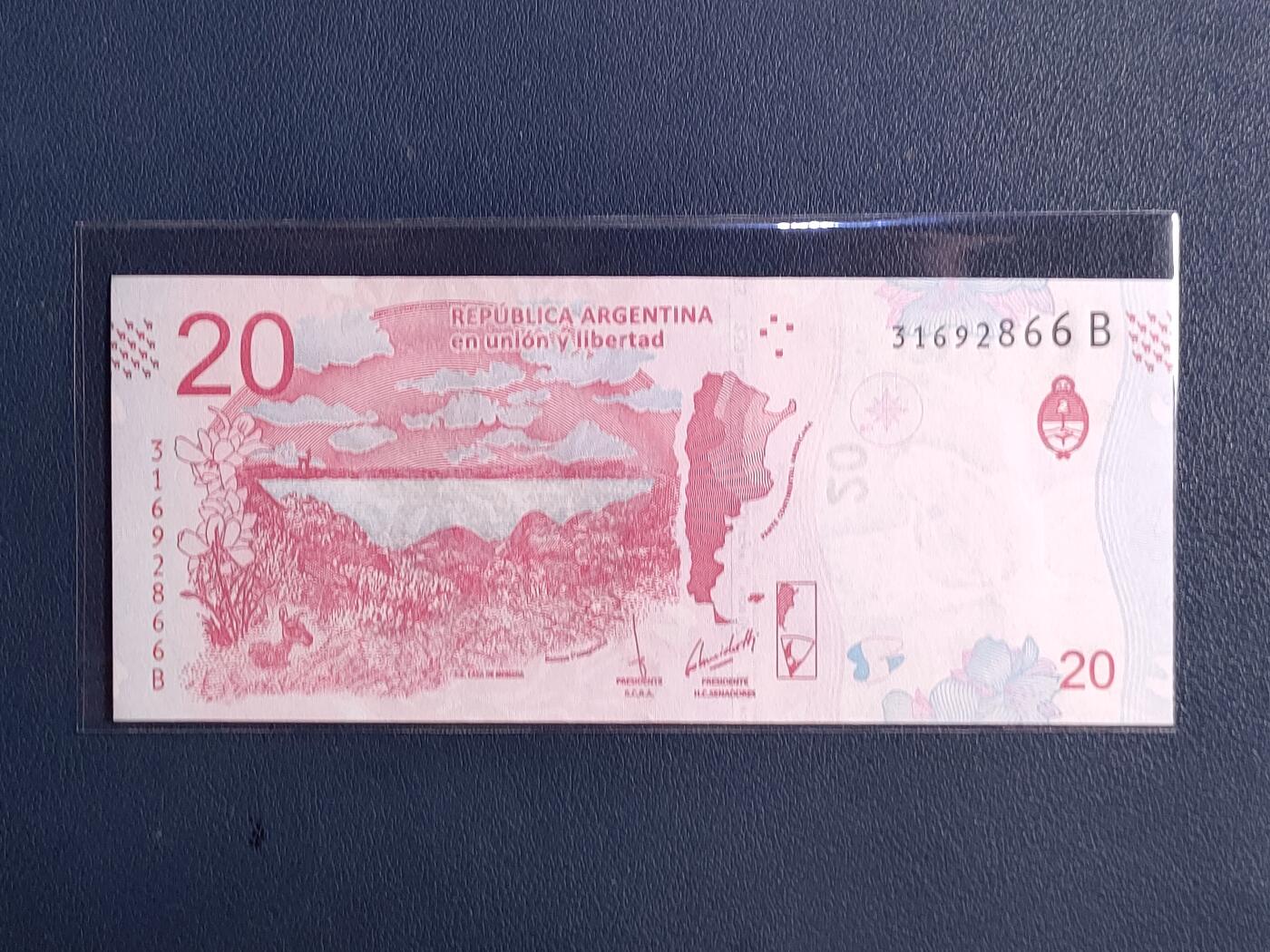 中外各国钞、纪念钞、券专场（第三十四场） 美洲阿根廷20比索纸币 原驼羊驼 2017年外国钱币全新（永恒号、双喜号）