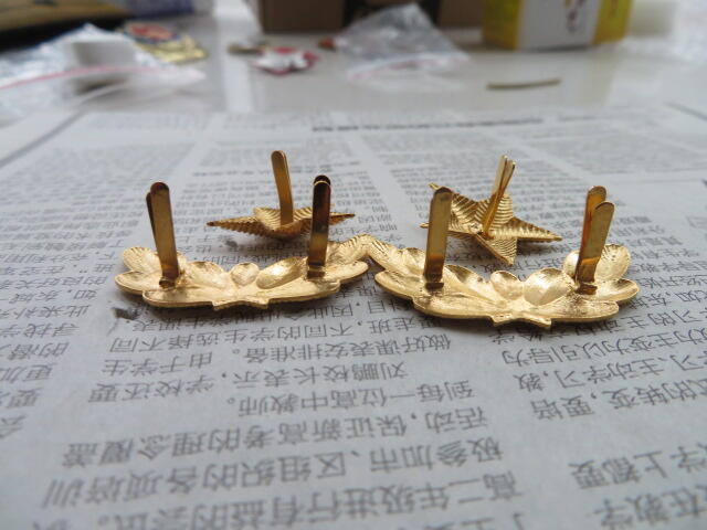 09--87早期武警将军肩章星星一对松枝一付（铜皮材质，松枝无背纹版）