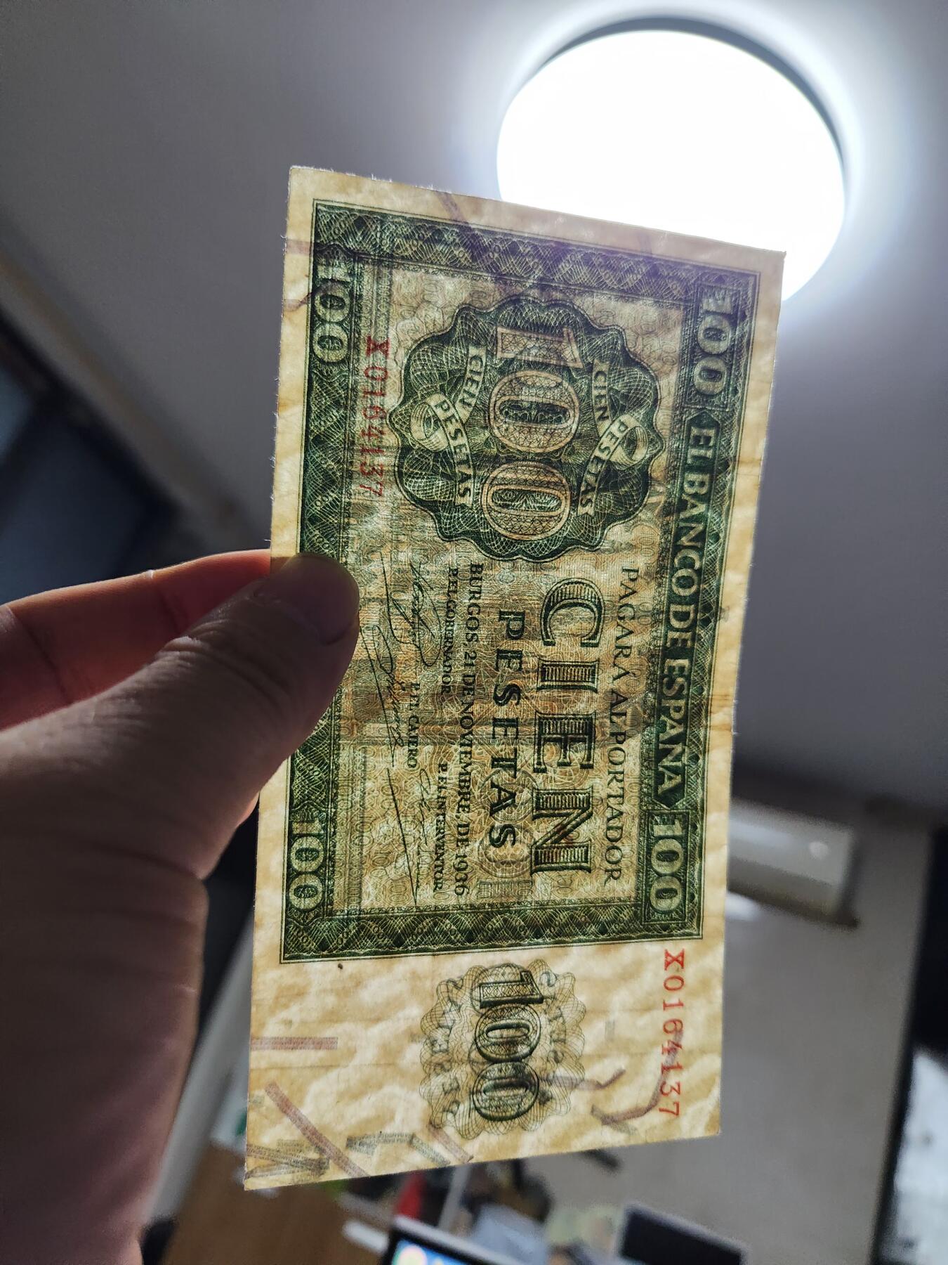 11月19号晚上8点 外国纸币自动截拍第61场 西班牙1936年100稀少品种