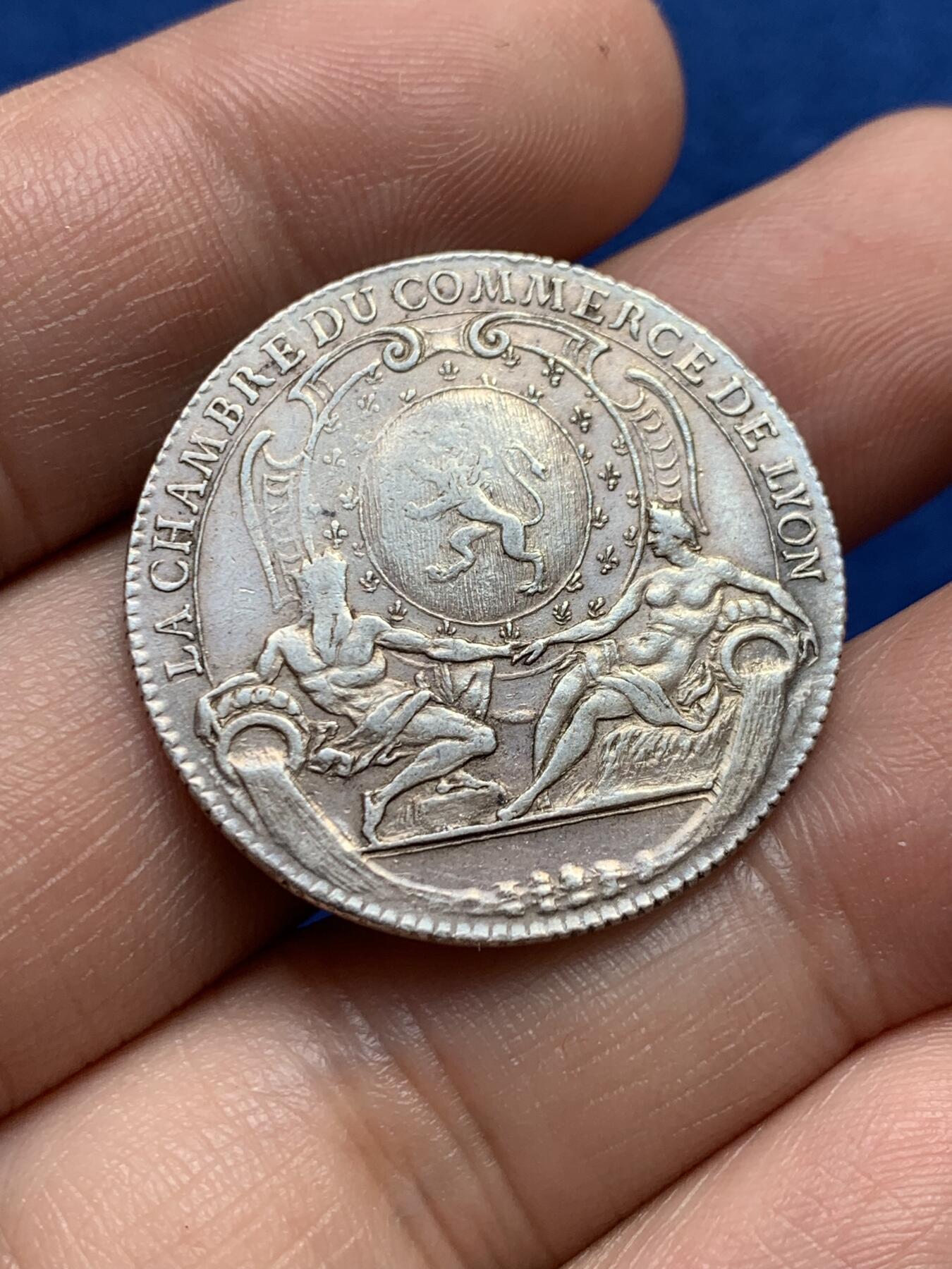 《竞宝斋》第440场 周日，周一，周二 3场连拍 （全场包邮） 法国里昂商会银质代币，9.47g，30.3mm