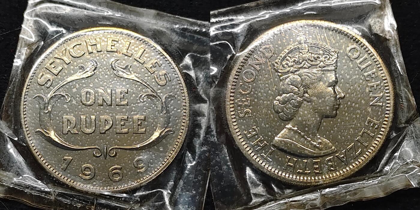 【全场包邮】纯粹捡漏拍479场（免费代拍第16场） 塞舌尔1969年原厂封装精制币7枚套币-无外盒-量5000