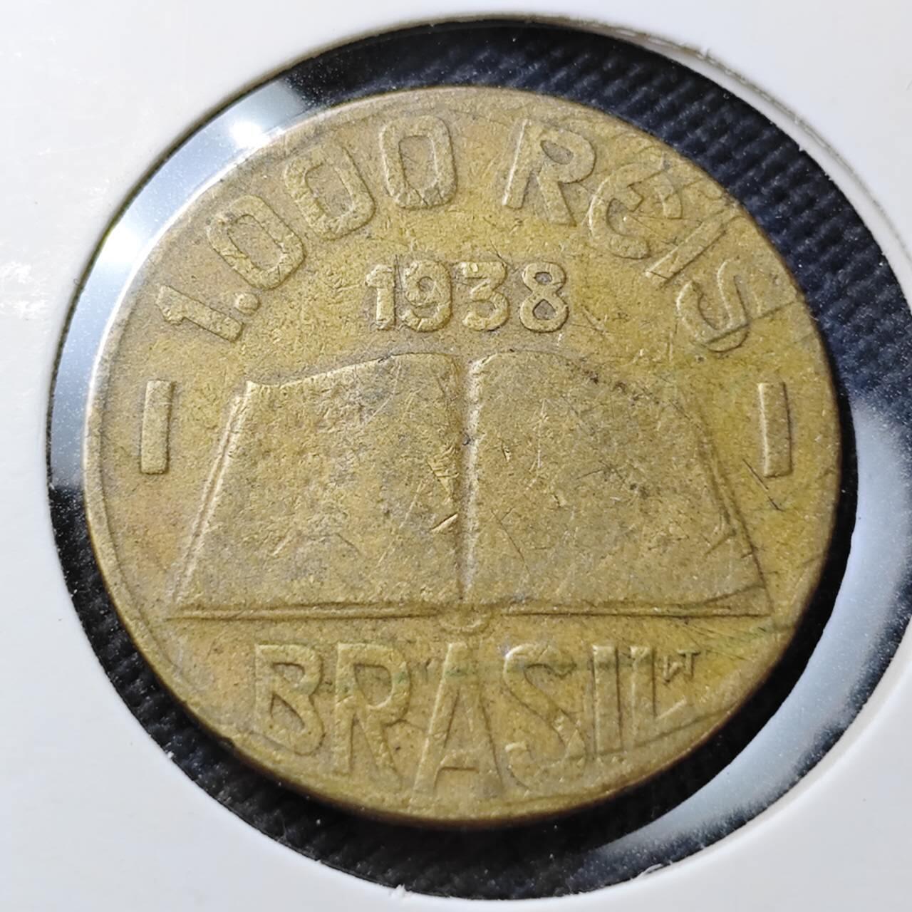 KK钱币收藏小铺  第373场  2月预留时间 周末发货  1938巴西1000瑞斯铜币