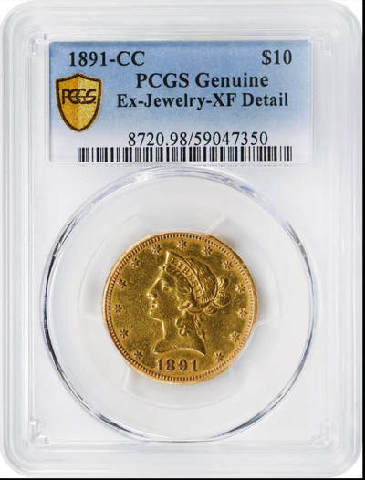 【Blue Auction】世界纸币精拍第752期——18级TOP拍卖/信誉/品质/专业/高效💫 - 【少见CC卡森造币厂】美国 1891年10美金鹰扬金币 PCGS XFD 整体状态不错 重16.72克   美国 