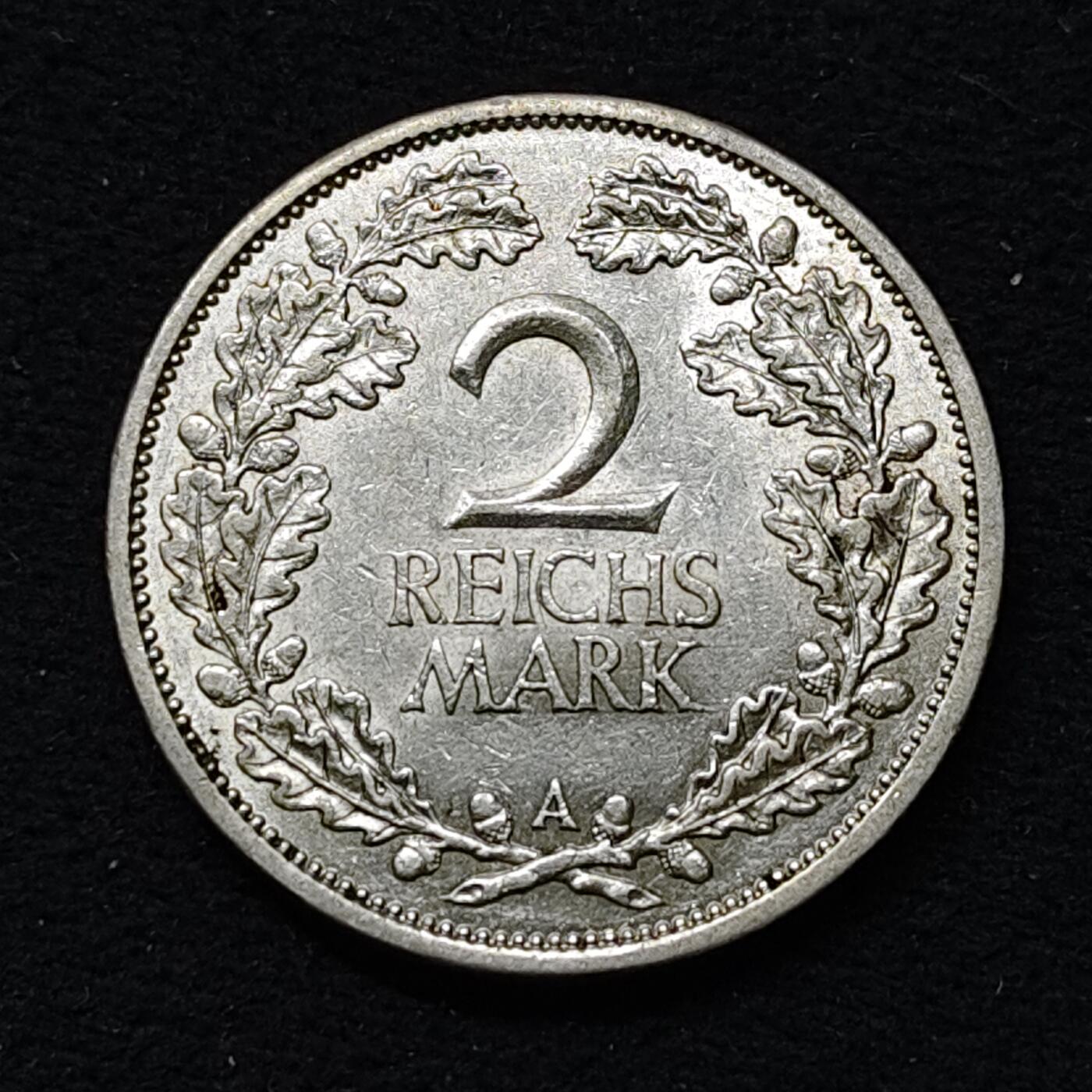 【全场包邮】纯粹捡漏拍479场（免费代拍第16场） 德国第三帝国1927年2马克（26毫米10克）银币