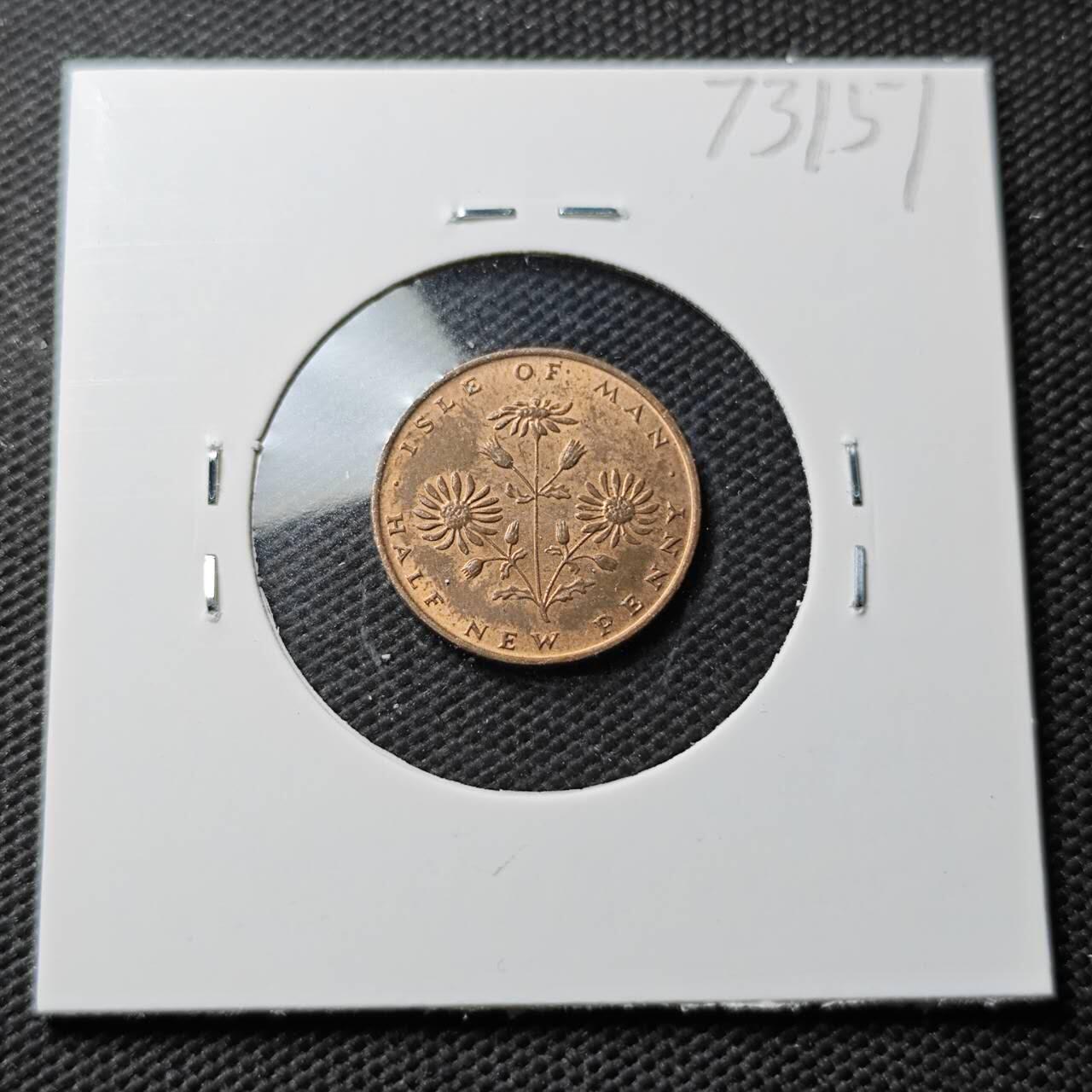 KK钱币收藏小铺  第373场  2月预留时间 周末发货  马恩岛0.5便士铜币