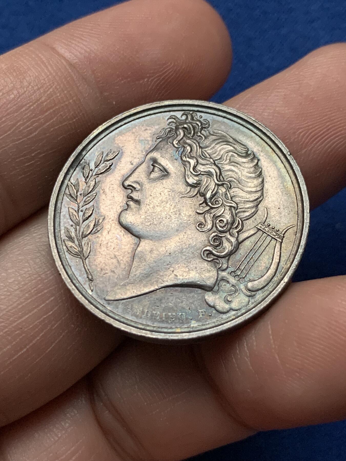 《竞宝斋》第440场 周日，周一，周二 3场连拍 （全场包邮） 法国哲学技术基金会银质代币，11.7g，29.8mm