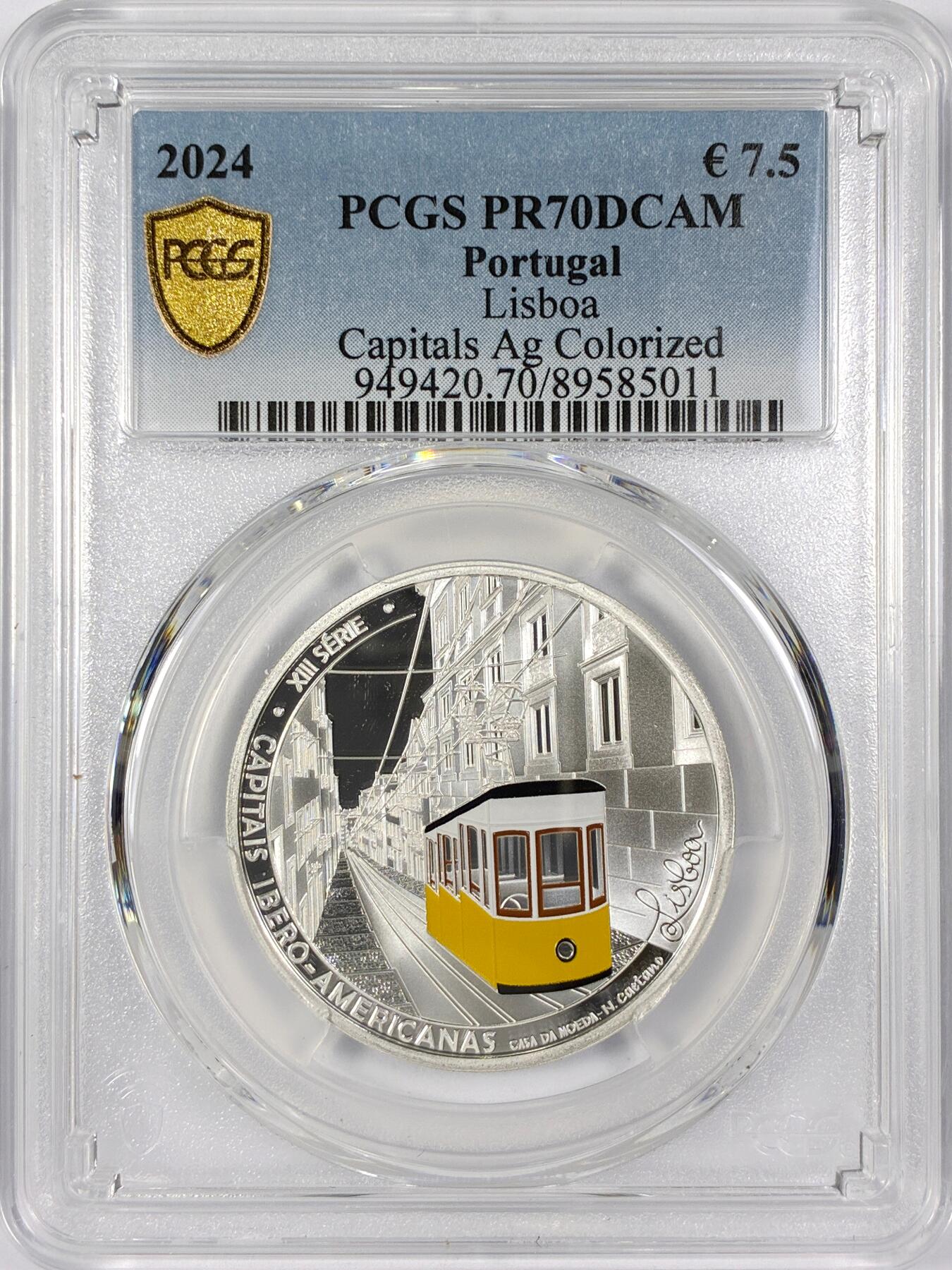 【雨安】【世界币章116期-评级币专场】2025-11-22 周六 19:30 保真【直播拍卖】 [评级欧元] Portugal 欧元 葡萄牙 7.5欧元 2024年 里斯本 PCGS-PR70DCAM