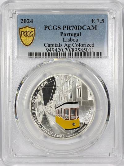 【雨安】【世界币章116期-评级币专场】2025-11-22 周六 19:30 保真【直播拍卖】 - [评级欧元] Portugal 欧元 葡萄牙 7.5欧元 2024年 里斯本 PCGS-PR70DCAM