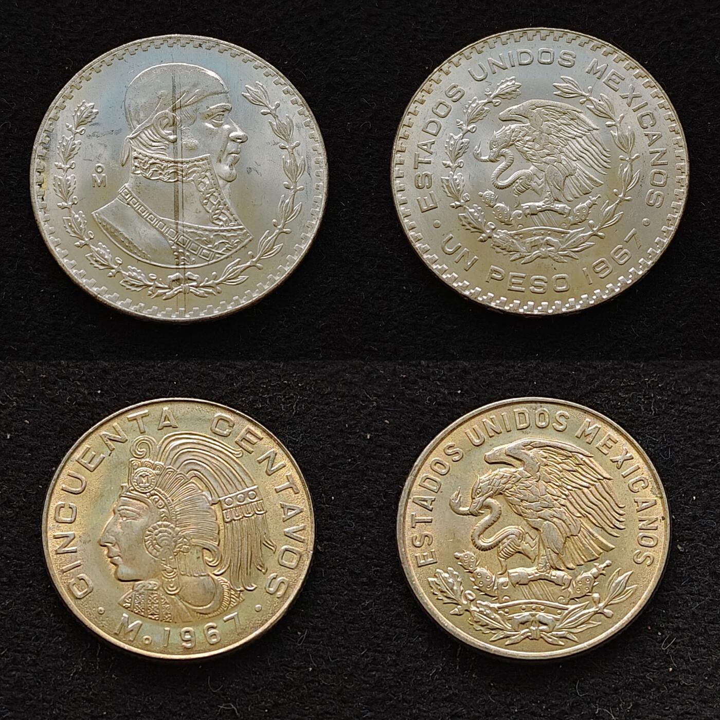 【全场包邮】纯粹捡漏拍479场（免费代拍第16场） 墨西哥1967年原光6枚套币