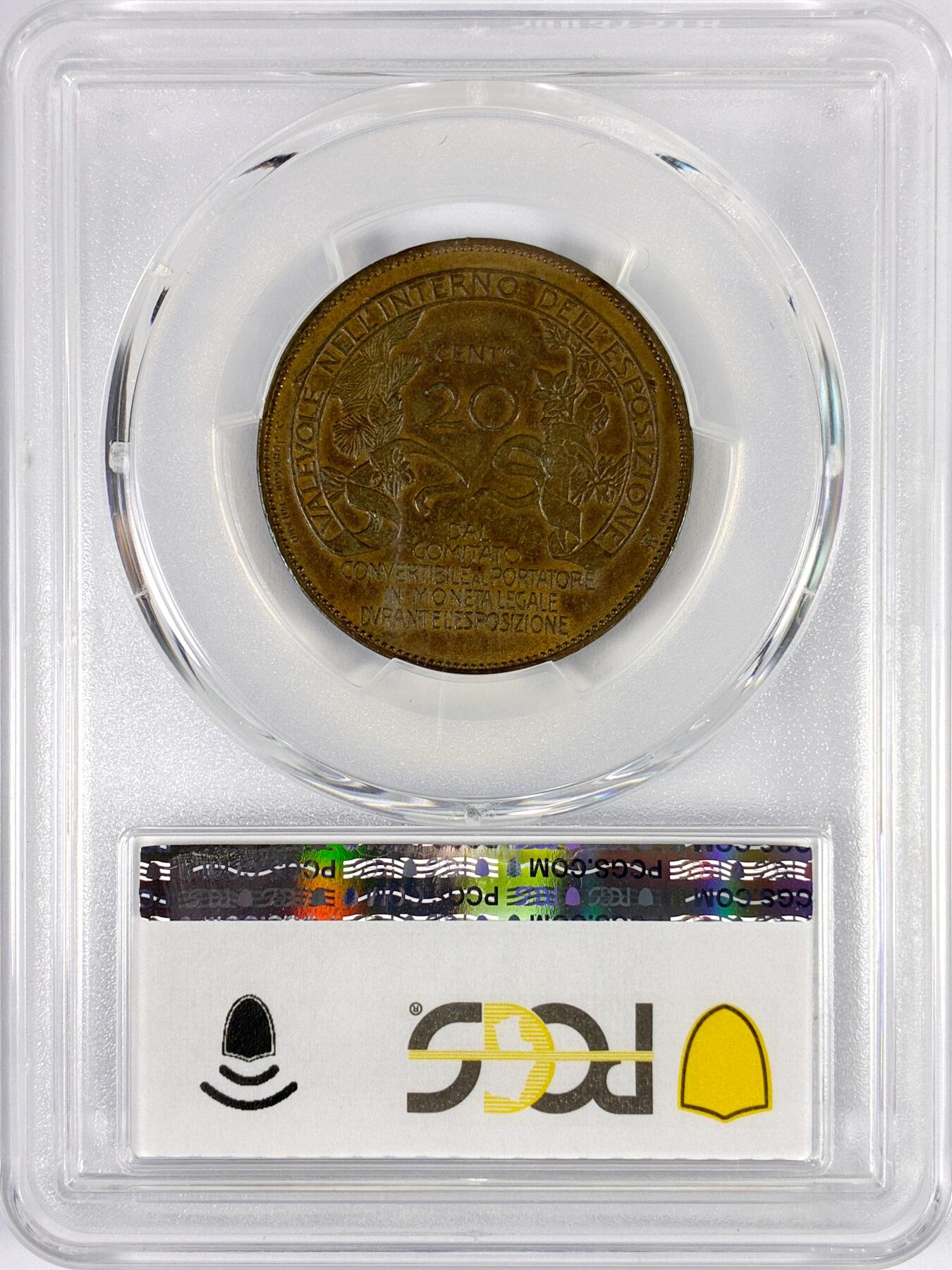 【雨安】【世界币章116期-评级币专场】2025-11-22 周六 19:30 保真【直播拍卖】 [评级欧洲] Italy 意大利 Token 20分 1906年 米兰世博会  PCGS-MS63