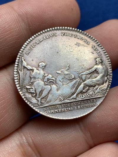 《竞宝斋》第440场 周日，周一，周二 3场连拍 （全场包邮） - 法国里昂商会银质代币，9.47g，30.3mm