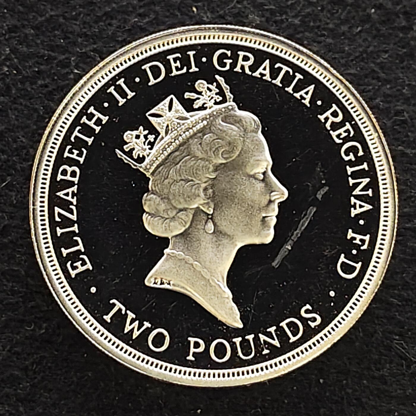 【全场包邮】纯粹捡漏拍479场（免费代拍第16场） 英国1995年2镑二战胜利50周年（28.4毫米15.98克）精制纪念银币