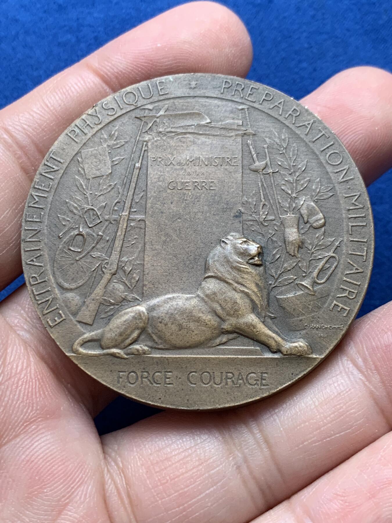 《竞宝斋》第440场 周日，周一，周二 3场连拍 （全场包邮） 法国战争准备铜章，66.5g，49.5mm，丰饶角边铭