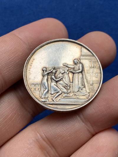 《竞宝斋》第440场 周日，周一，周二 3场连拍 （全场包邮） - 法国1861年结婚纪念银章 30mm 12.35g