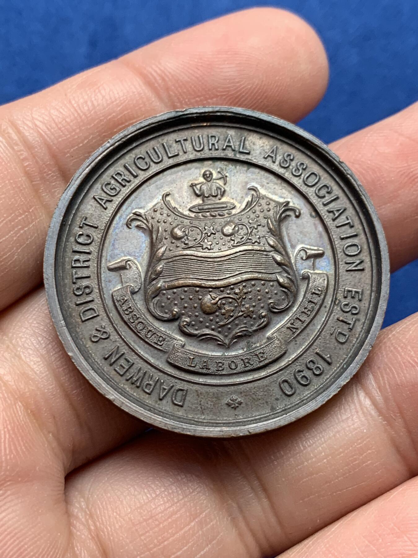 《竞宝斋》第440场 周日，周一，周二 3场连拍 （全场包邮） 英国兰开郡达文小镇农业协会铜章，23.52g，38.5mm