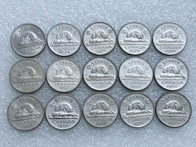 第一海外回流一元起拍收藏 散集专场  第269期 - 加拿大海狸5分硬币 15枚