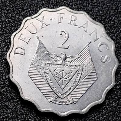 泉币菌-第131场-精品福利场 - 少见原光 花边币 FAO粮农币 卢旺达1970年2法郎铝制硬币 23.5毫米 1.49克