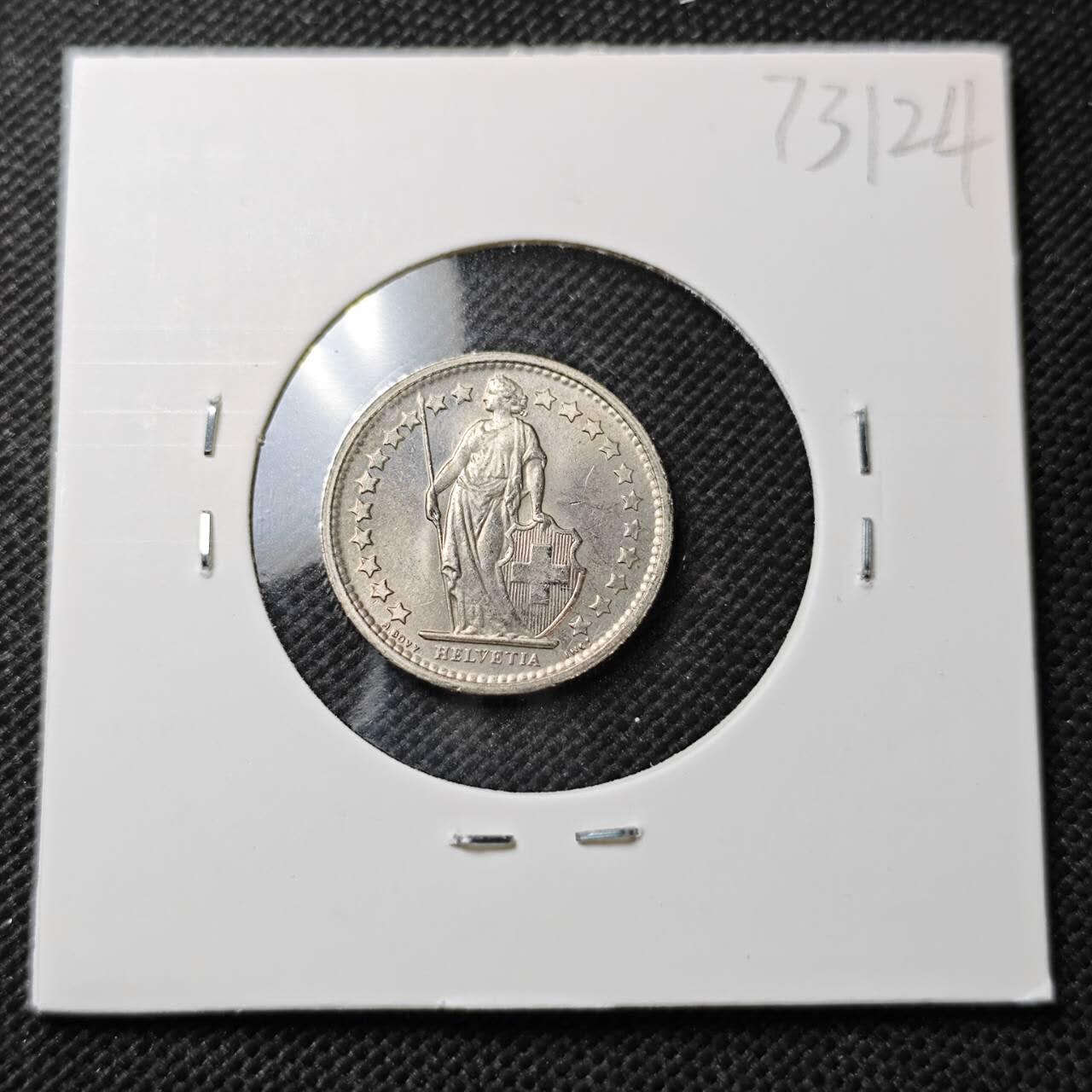 KK钱币收藏小铺  第373场  2月预留时间 周末发货  1971瑞士1/2法郎 好品