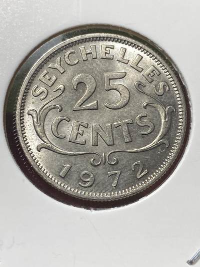 2025年第一百三十场(总第一百五十六场）外国好品纸夹散币场(免佣金) - 原光好品–英属塞舌尔1972年25分(伊丽莎白二世时期)