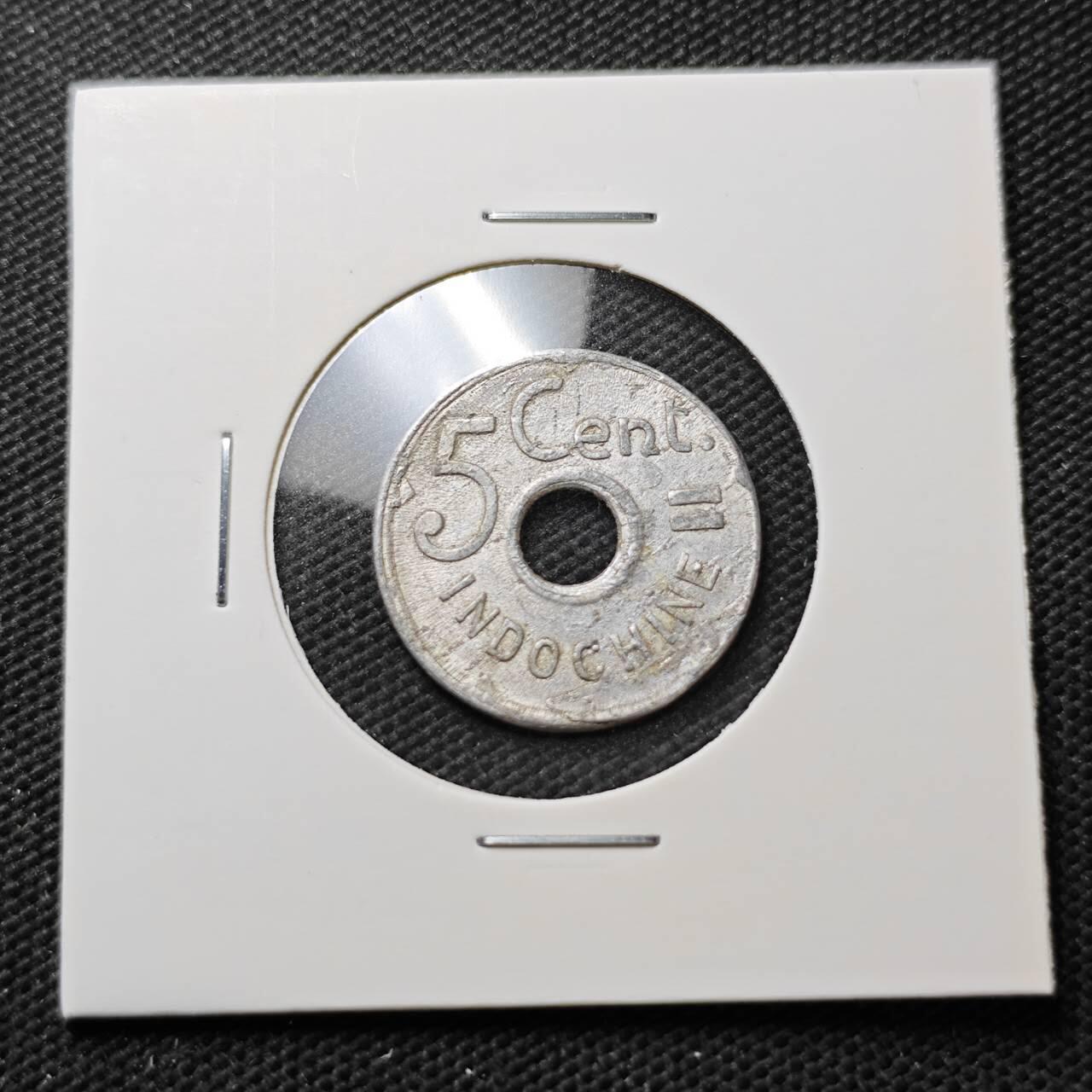 KK钱币收藏小铺  第373场  2月预留时间 周末发货  1943法属印支5分