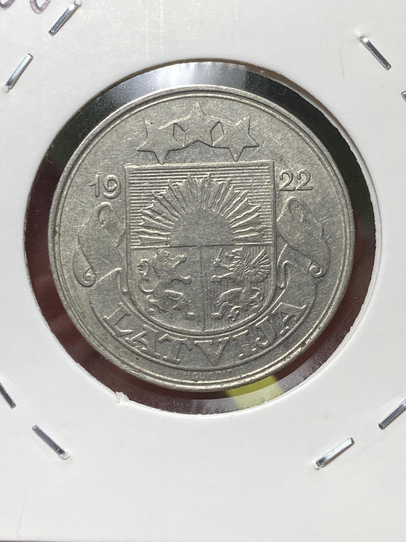 2025年第一百三十场(总第一百五十六场）外国好品纸夹散币场(免佣金) 少见–拉脱维亚1922单年份50分(首套流通硬币)