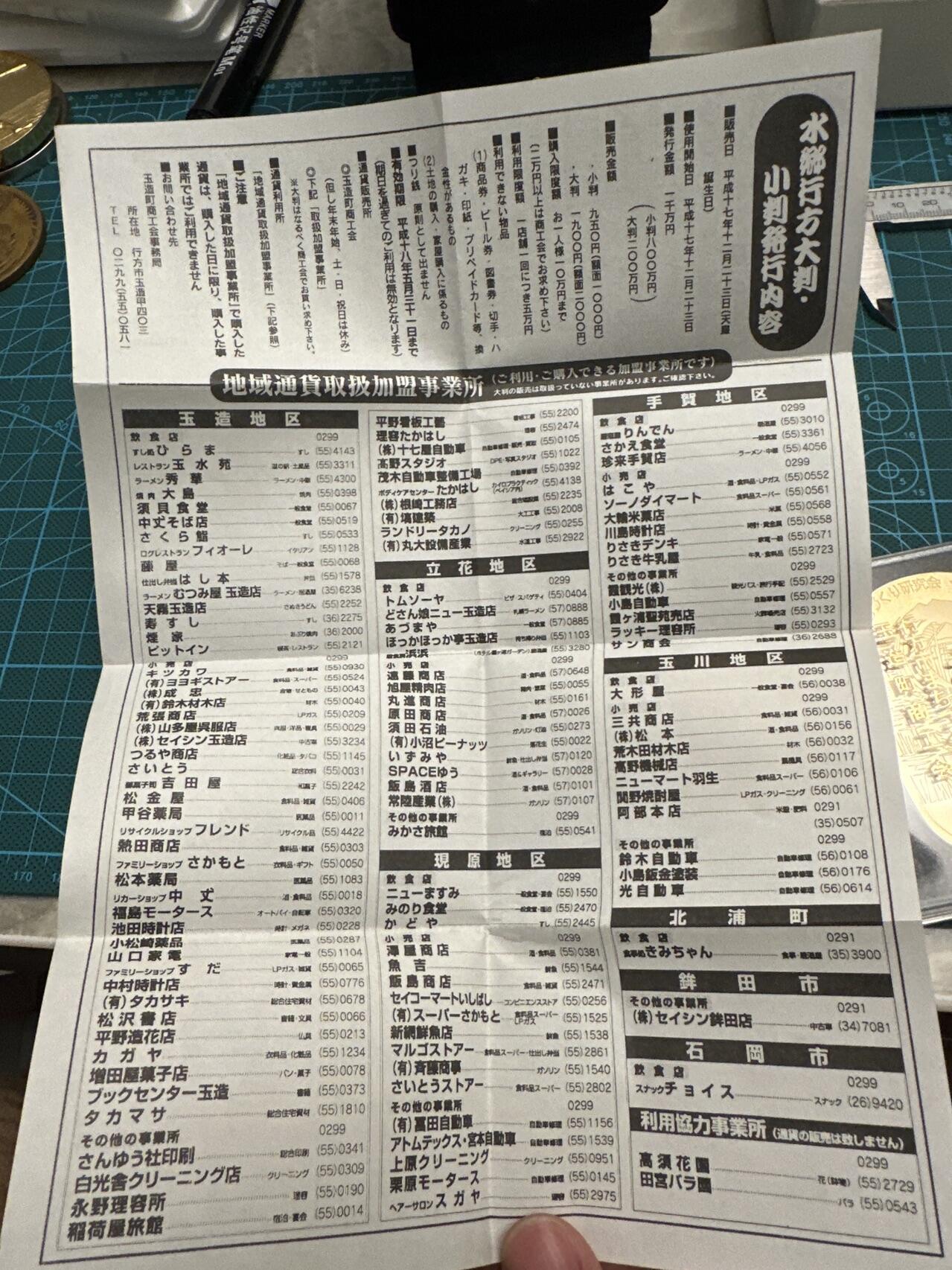 蒂克钱币-第48场日本章牌专场 日本 玉造町商工会 大小判 45g