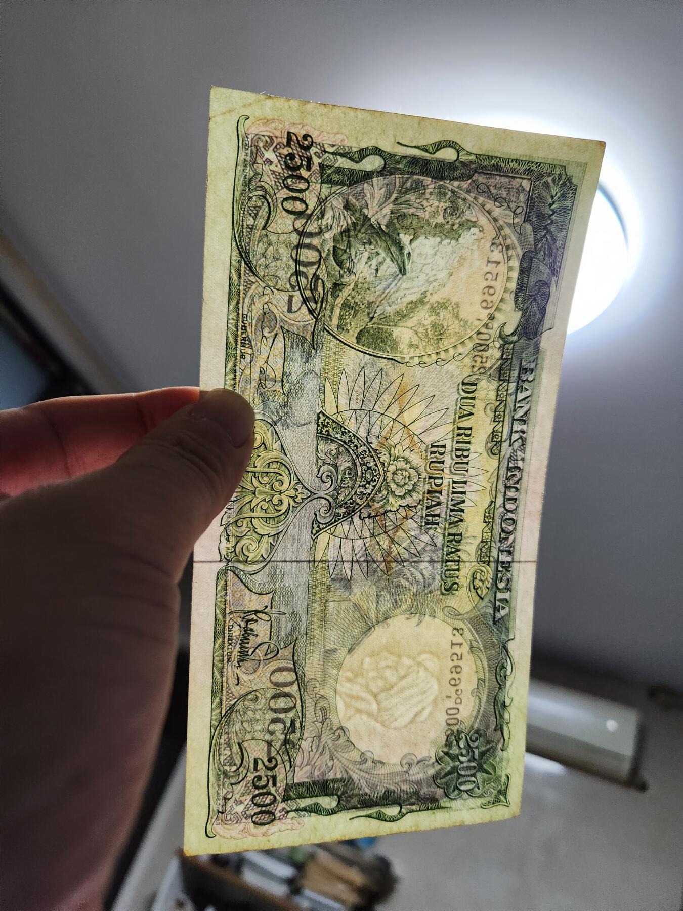 11月19号晚上8点 外国纸币自动截拍第61场 印度尼西亚25000卢比 极美品原票