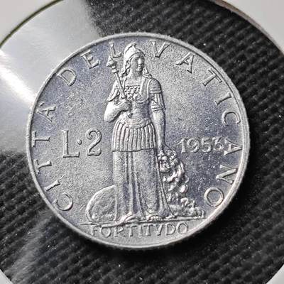 KK钱币收藏小铺  第373场  2月预留时间 周末发货 -  1953梵蒂冈2里拉 好品