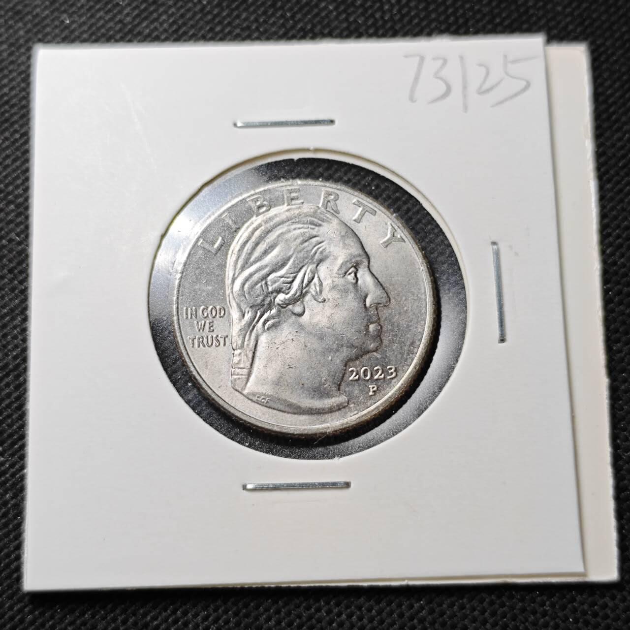KK钱币收藏小铺  第373场  2月预留时间 周末发货  2023美国25分纪念币 好品
