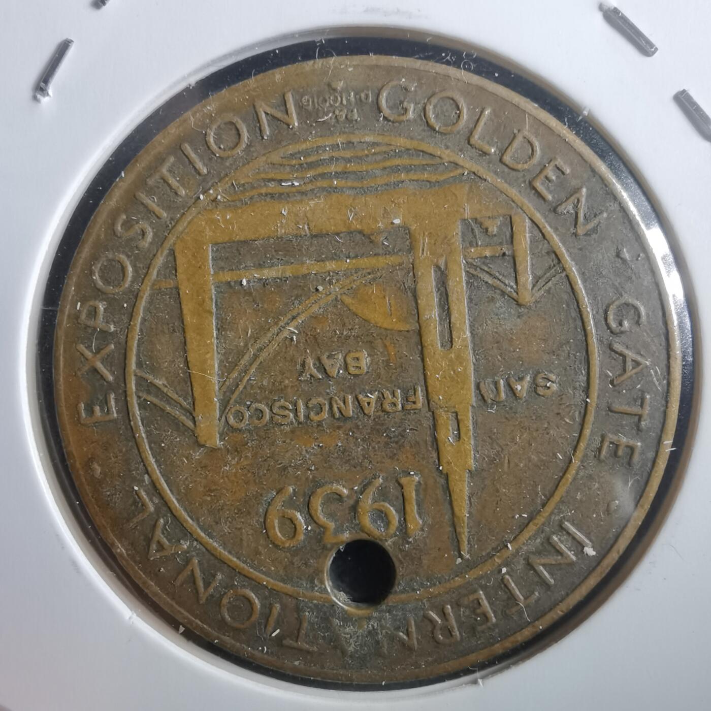 沼泽如烟--第907场 美国193 9年海湾大桥建成纪念章一牧原作挂件