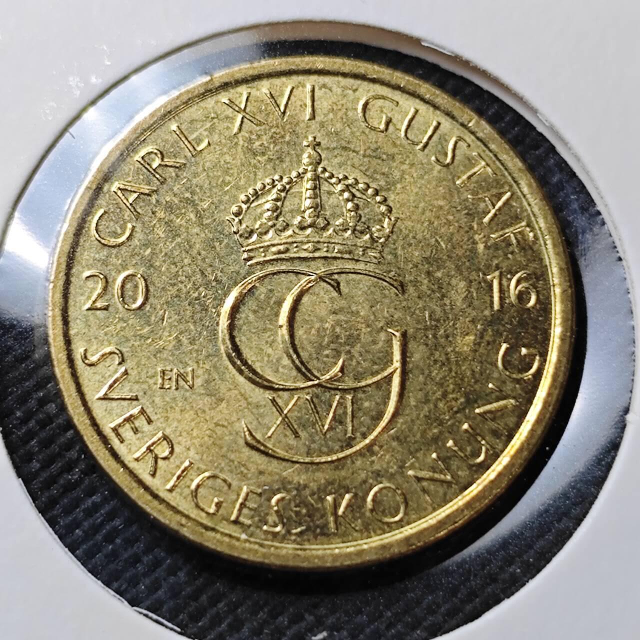 KK钱币收藏小铺  第373场  2月预留时间 周末发货  2016瑞典5克朗