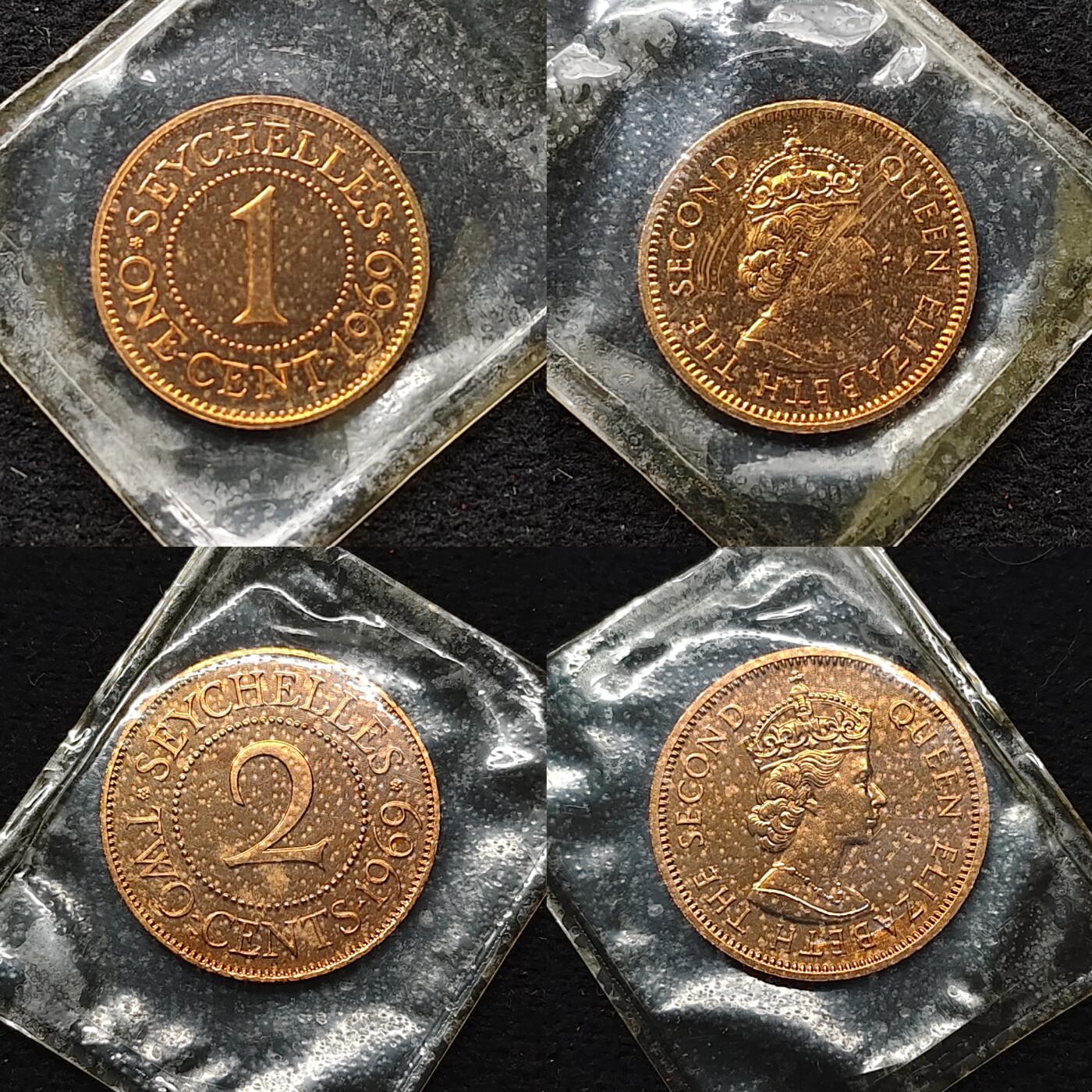 【全场包邮】纯粹捡漏拍479场（免费代拍第16场） 塞舌尔1969年原厂封装精制币7枚套币-无外盒-量5000