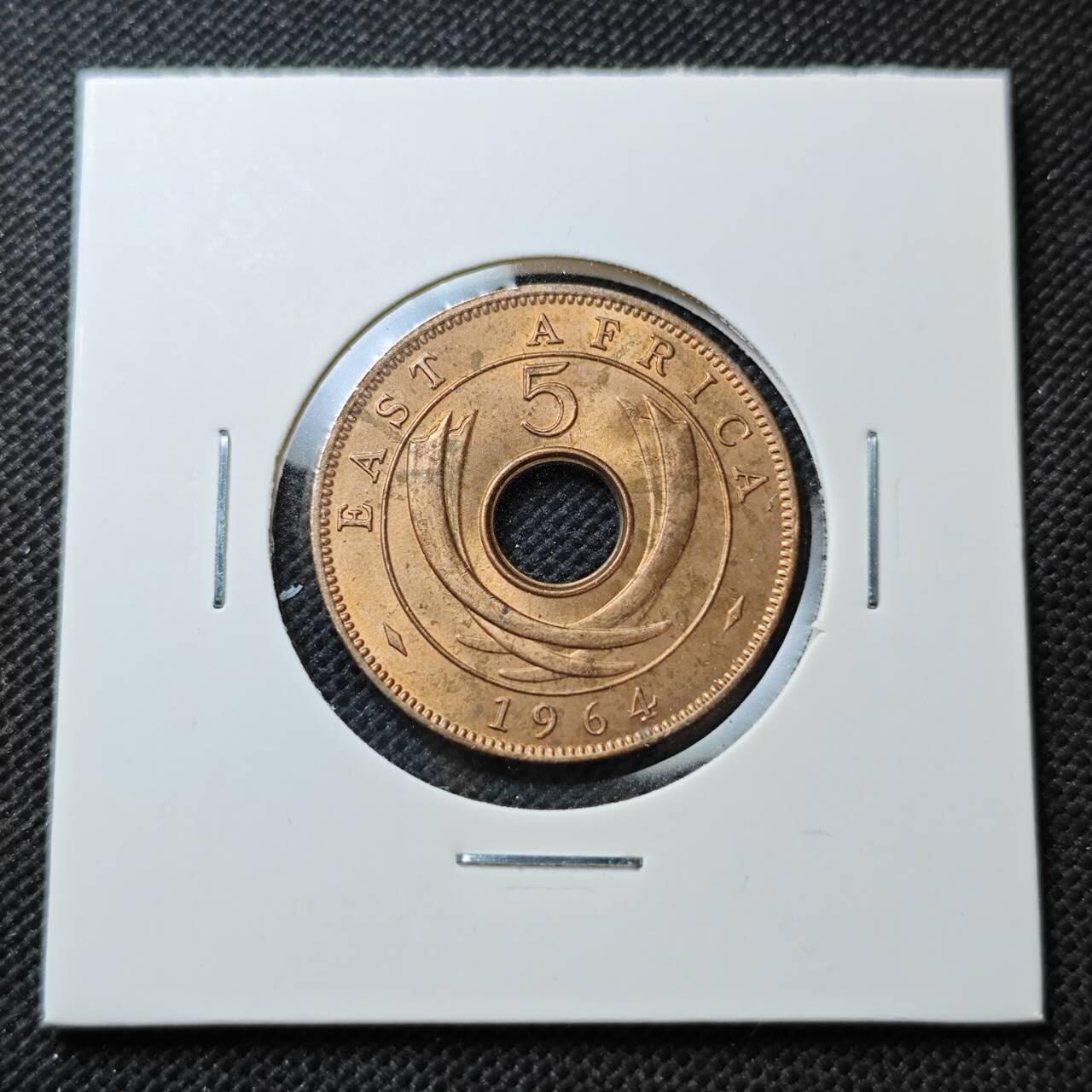 KK钱币收藏小铺  第373场  2月预留时间 周末发货  1964英属东非5分 好品