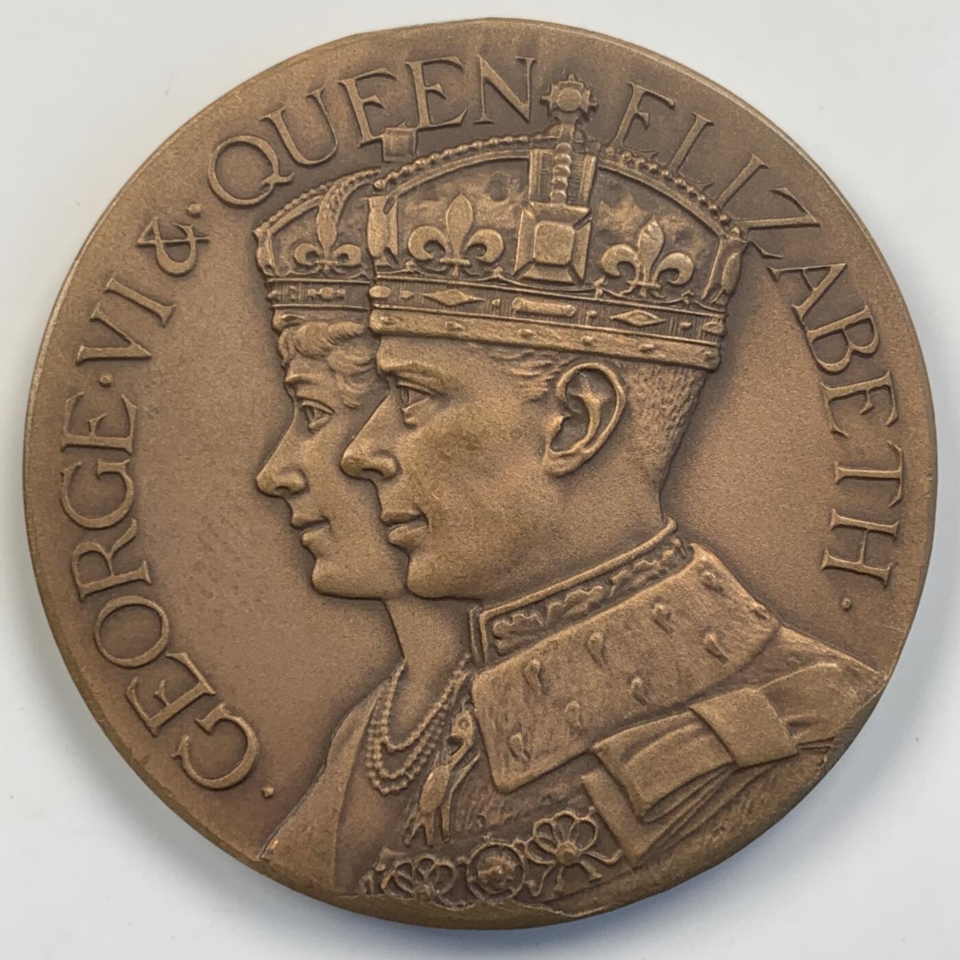 掌中浮雕-藏着的欧洲第042场 1937年英国乔治六世与伊丽莎白王后加冕大铜章，51mm，65.6g，MATTE工艺少见品种