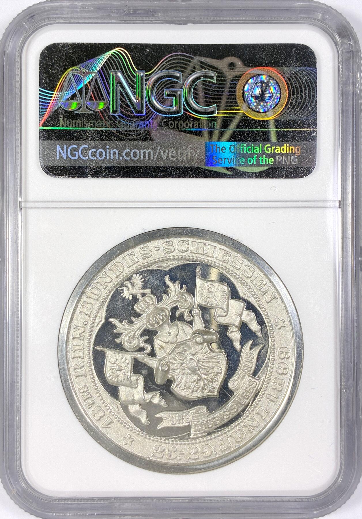 【雨安】【世界币章116期-评级币专场】2025-11-22 周六 19:30 保真【直播拍卖】 [评级章] Germany 章 德国 1899年 莱茵射击节 银章 NGC-MS65DPL