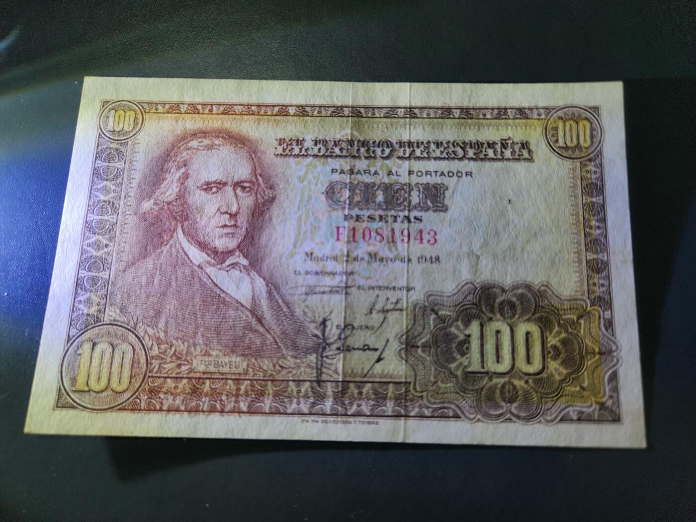 11月19号晚上8点 外国纸币自动截拍第61场 西班牙经典 近新 纸张有折白