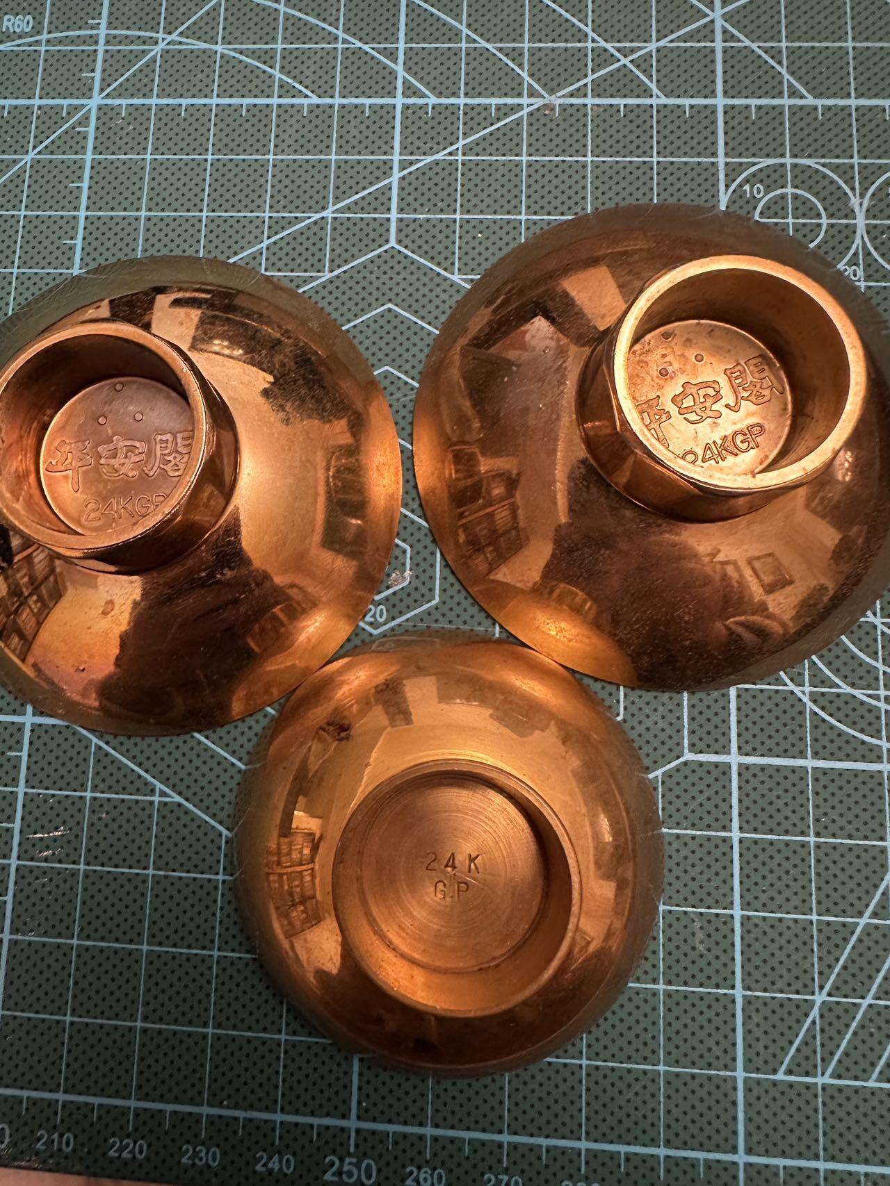 蒂克钱币-第48场日本章牌专场 24K 镀金酒盏 三枚 176g