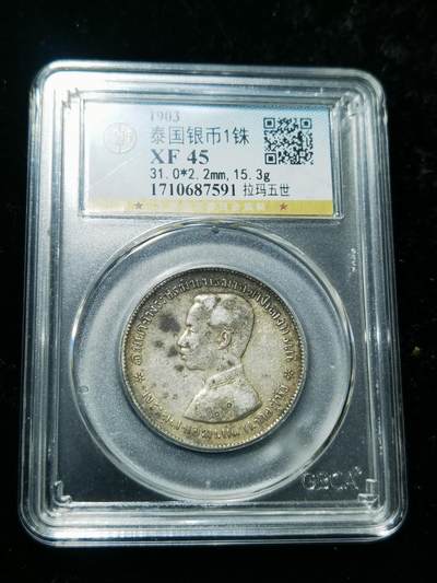 天下钱庄专场欢迎参拍 - 泰国拉玛五世佛塔银币