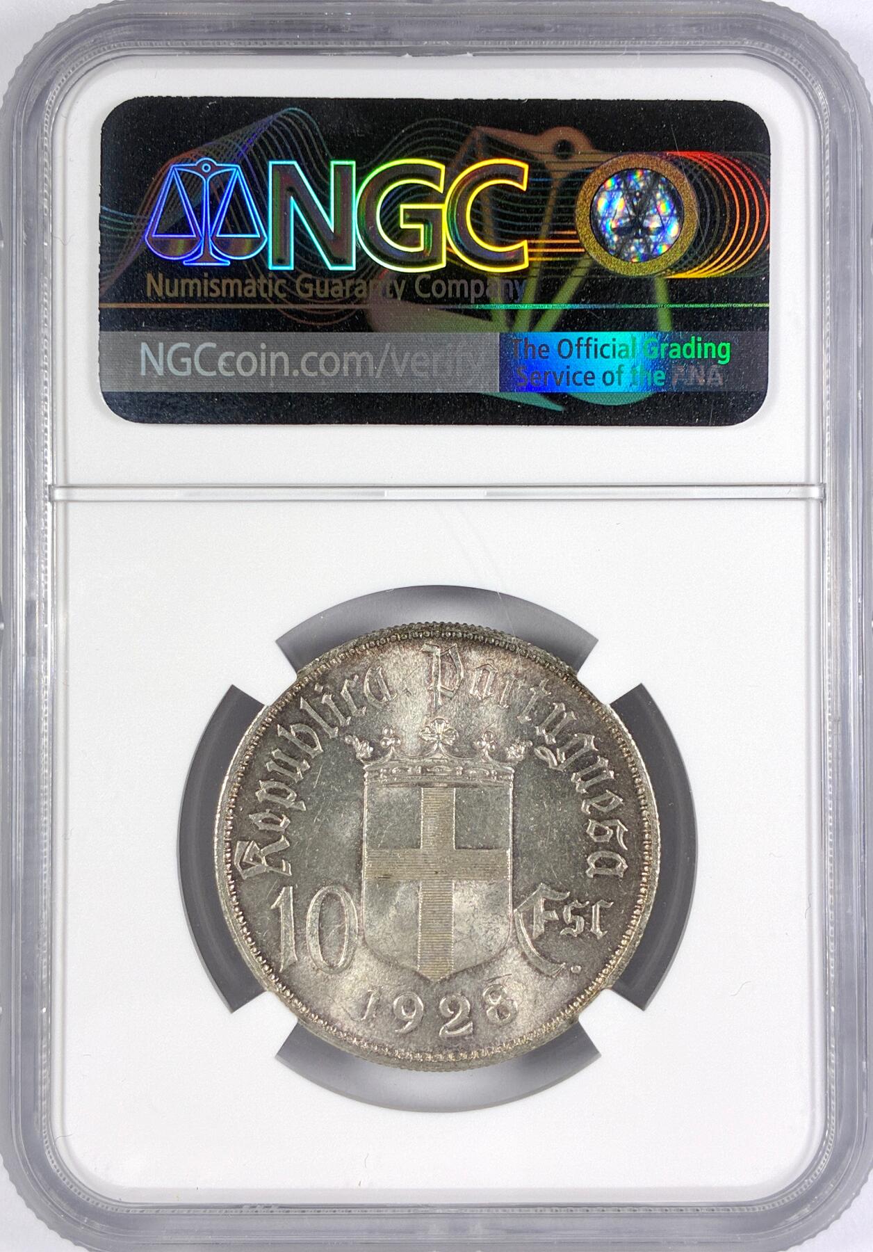 【雨安】【世界币章116期-评级币专场】2025-11-22 周六 19:30 保真【直播拍卖】 [评级欧洲] Portugal 葡萄牙 Republic 10埃斯库多 KM#0579 1928年 奥里基战役 1928年  NGC-MS64