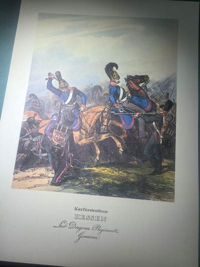 盛世勋华——号角文化勋章邮票专场拍卖第288期 - 大尺寸手绘图卡 黑森大公国近卫龙骑兵列兵 大A4尺寸 翻印自1848年出版《德意志陆军》一书