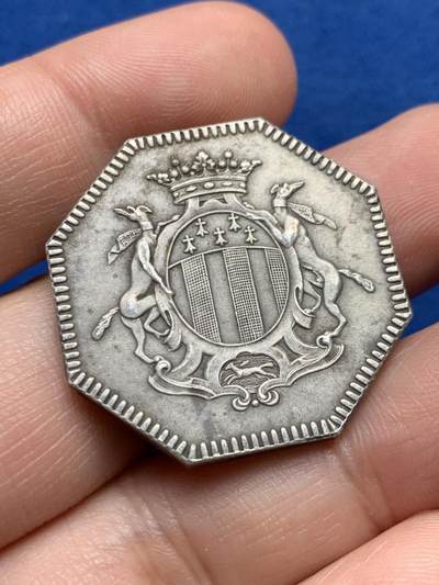 《竞宝斋》第440场 周日，周一，周二 3场连拍 （全场包邮） - 法国八角银质代币，雷恩储蓄银行，15.53g，31.2mm，丰饶角1argent边铭