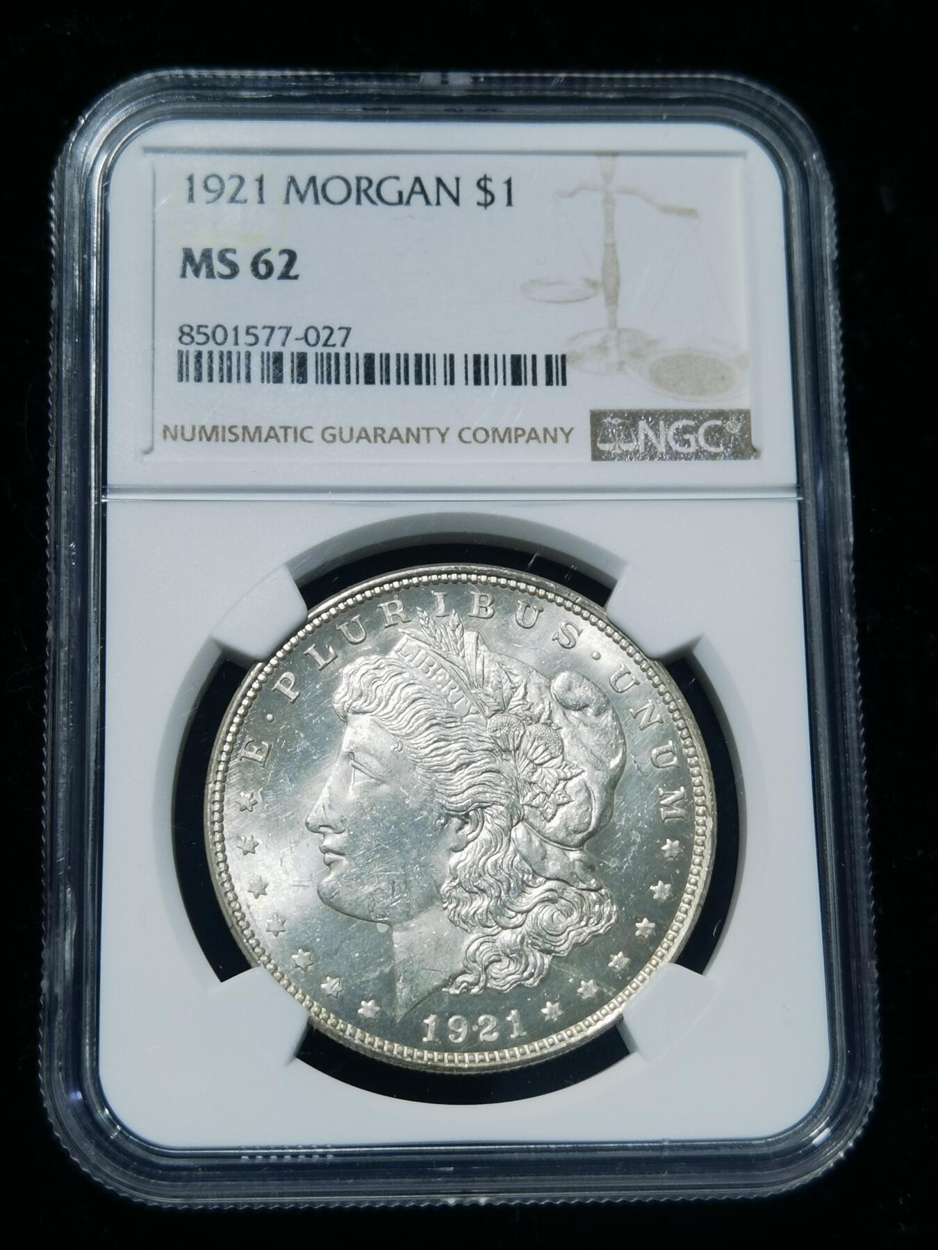 天下钱庄专场欢迎参拍 NGC MS62 1921美国摩根一美元银币