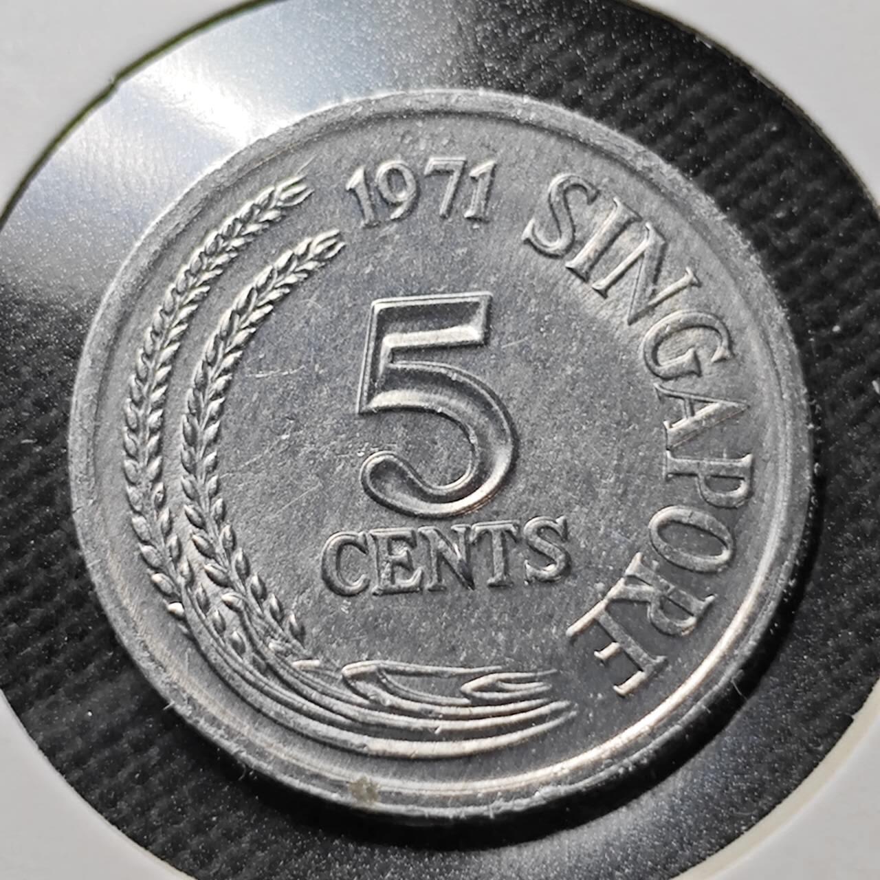 KK钱币收藏小铺  第373场  2月预留时间 周末发货  新加坡5分农粮纪念币